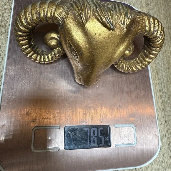 Resin Ram Gold Hardware Handles door cabinet knobs set of 3 - Picture 3 of 5